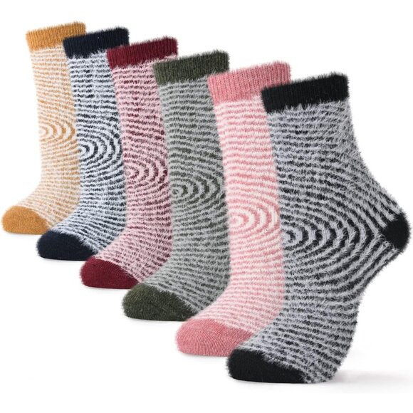 🆕 Women Brown Winter Warm Thick Thermal Ladies Novelty Cozy Crew Socks 6 Pairs - Picture 1 of 5